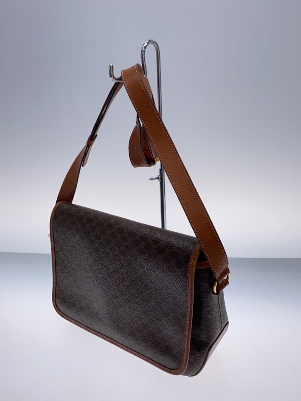 Celine Shoulder over All Leather Macadam Brown Bag Brown